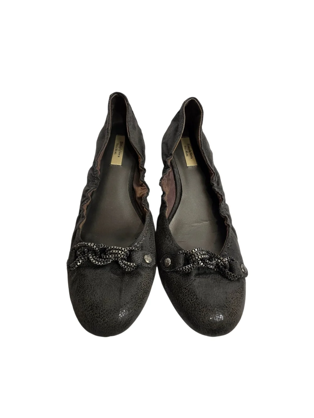 Simply Vera Vera Wang Black Embellished Chain Ballet Flats